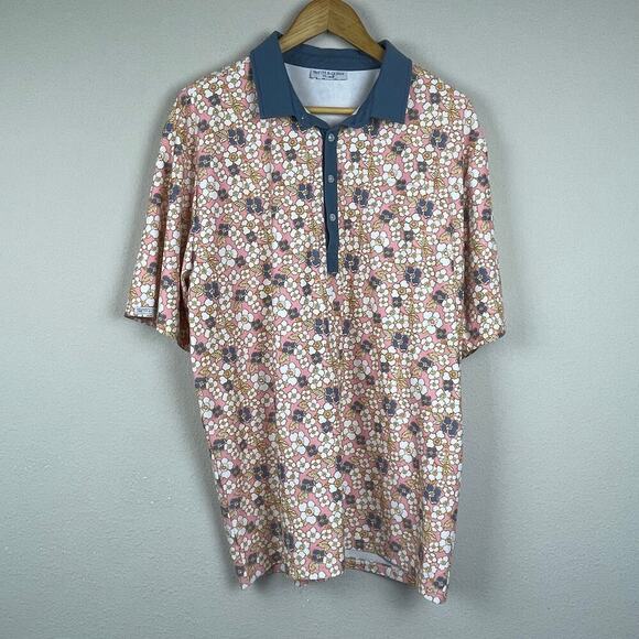 Smith & Quinn Men's Performance Golf Polo Shirt Sz L Floral Print - Short Sleeve - Picture 1 of 7